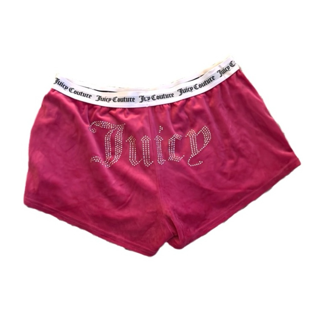 Juicy Couture pink velours bling butt logo shorts XL